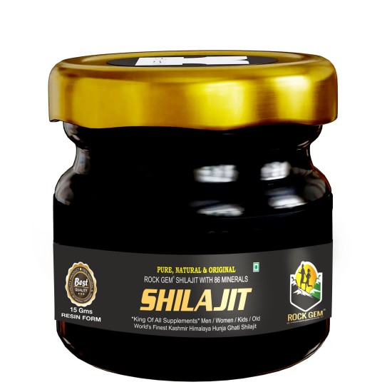 Rock Gem® Pure, Natural & Original Premium Quality Himalaya Hunza Valley Resin Shilajit, Performance Booster For Endurance and Stamina | Contains Lab Report - 15g