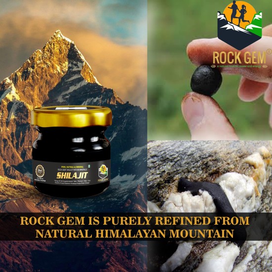 Rock Gem® Pure, Natural & Original Premium Quality Himalaya Hunza Valley Resin Shilajit, Performance Booster For Endurance and Stamina | Contains Lab Report - 30g