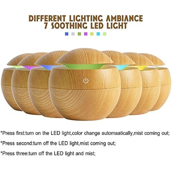 Wooden Cool Mist Humidifiers Essential Oil Diffuser Aroma Air Humidifier with Colorful Change for Car, Office, Babies, humidifiers for home, air humidifier for room (multi coloured) 6 Month Warranty